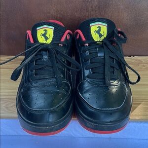 Ferrari Puma Collaboration Kids Black Sneakers with Red Highlights